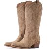 Cowboy Boots For Women Western Cowgirl Boots with Chunky Heel Mid Calf Snip Toe Ideal for low insteps