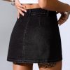 Jean Skorts for Woman High Waisted Stretchy Denim Skirt with Shorts Mini Skirt with Pockets