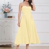 Women’s Corset Dress Sexy Thigh Spaghetti Strap Bustier Cocktail Dress Low Cut Boho Formal Dresses with Pockets