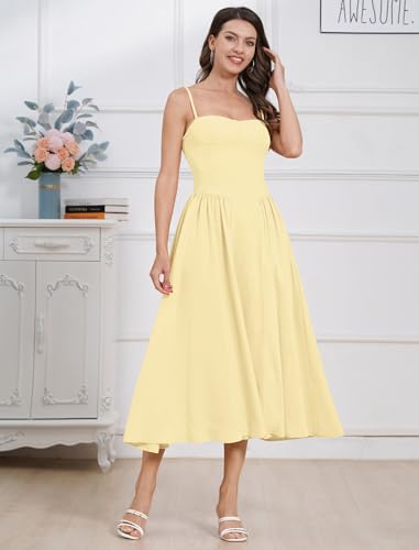 Women’s Corset Dress Sexy Thigh Spaghetti Strap Bustier Cocktail Dress Low Cut Boho Formal Dresses with Pockets