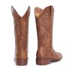 Cowgirl Boots Square Toe Cowboy Boots For Women Ladies Mid Calf Low Heel Flat