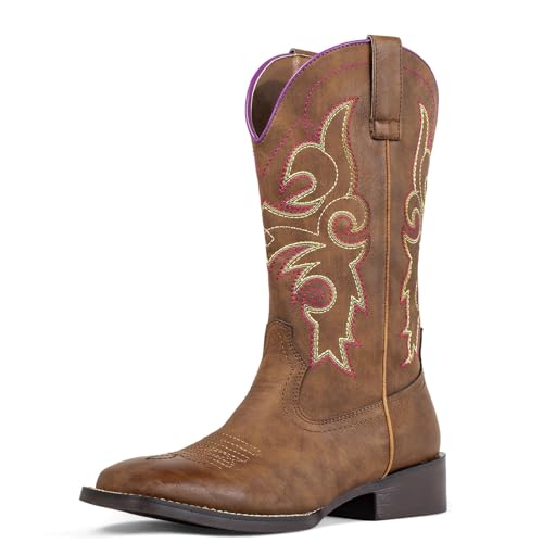 Ladies Western Square Toe Cowboy Boots For Women Wide Calf Cowgirl Boots