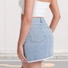 Casual Jean Skirts for Women Denim Mini Skirt Ripped Mid Waist Jean Skirt Frayed Raw Hem Denim Skirts