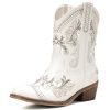 Cowboy Boots for Women - Western Embroidered Cowgirl Boots with Sparkly Rhinestone, Pointed Toe Chunky Heel Side Zipper Vintage