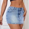Women's Low Rise Stretchy Denim Skirts Sexy Comfy Mini Jean Skirt for Summer Casual Streetwear