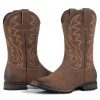 Cowboy Boots for Men Western Boots Wide Square Toe Men's Cowboy Boots Classic Embroidered with Pull On Slip Resistant Boots