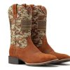 Cowboy Boots For Men - Mens Square Toe Western Boot With Flag,Oil/Slip Resistant,Durable Fashionable Classic Pull on 10 Inch