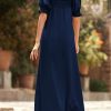 41PxqMGaZfL.jpg Women 2025 Summer Maxi Dress Casual Loose Puff Sleeve Square Neck Maternity Flowy Long Beach Dresses with Pockets