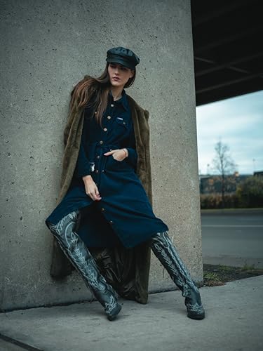 Over the Knee Cowboy Boots for Women Adjustable Thigh High Cowgirl Boots
