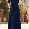 41RlqnCtJL.jpg Women 2025 Summer Maxi Dress Casual Loose Puff Sleeve Square Neck Maternity Flowy Long Beach Dresses with Pockets