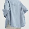 41SgTLbvQL.jpg Womens Denim Shirt Long Sleeve Oversized Boyfriend Jean Jacket Shacket Trendy Button Down Shirt