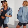 Women's Oversized Long Sleeve Denim Jacket Casual Loose Fit Zip Up Jean Quilted Jackets Coat with Pockets