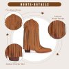 Fringe Cowboy Boots for Women – Mid Calf Cowgirl Boots with Star Studded, Pointed Toe and Chunky Heel, Perfect for Country Music