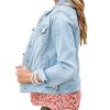 Womens Stretch Button Down Long Sleeve Pockets Denim Jean Trucker Jacket