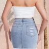 Casual Jean Skirts for Women Denim Mini Skirt Ripped Mid Waist Jean Skirt Frayed Raw Hem Denim Skirts