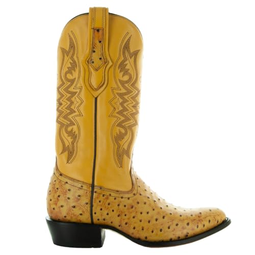 41WL1UnPfL.jpg Men's Ostrich Print Cowboy Boots, Exotic Print Men's Cowboy Boots, Western Boots For Men H7002