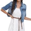 Women's Short Sleeve Stretch Denim Jacket Retro Casual Button Down Cropped Trucker Jean Jackets