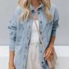 41YSUVifNaL.jpg Womens Denim Shirt Long Sleeve Oversized Boyfriend Jean Jacket Shacket Trendy Button Down Shirt