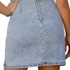 Women's Tulip Hem Shirred Washed Casual Bodycon Short Jean Denim Skirt