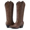 Cowboy Boots for Women Cowgirl Boots Embroidered Knee-High Western Boots Pointy Toe with Chunky Heel