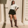 Cowboy Boots for Women Cowgirl Boots Embroidered Knee-High Western Boots Pointy Toe with Chunky Heel
