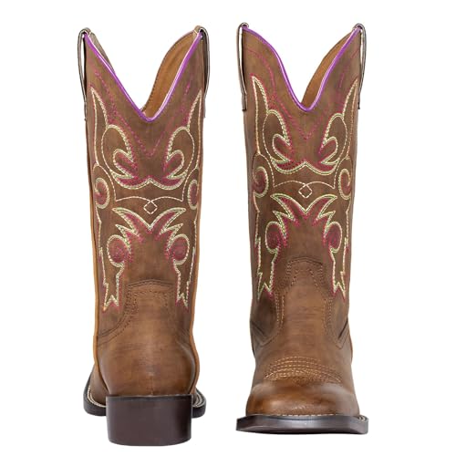Ladies Western Square Toe Cowboy Boots For Women Wide Calf Cowgirl Boots
