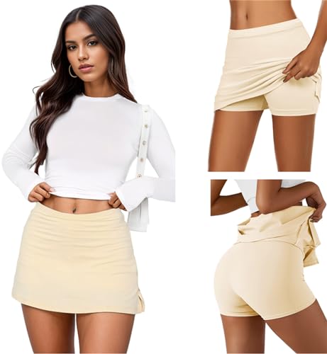 41c1DUtJ4PL.jpg Womens Mini Skorts Sexy Mid-Waisted Pencil Bodycon Short Skirts with Side Split 2025