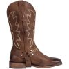 Ladies Fashion Strap Cowboy Boots for Women Square Toe Mid Calf Western Cowgirl Boots