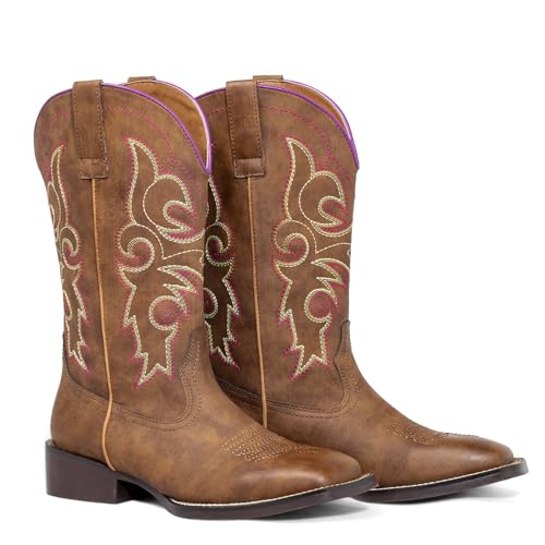 Ladies Western Square Toe Cowboy Boots For Women Wide Calf Cowgirl Boots