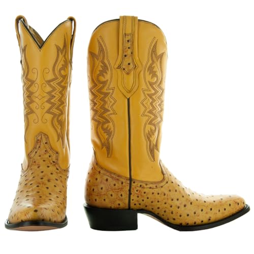41dXXse8LUL.jpg Men's Ostrich Print Cowboy Boots, Exotic Print Men's Cowboy Boots, Western Boots For Men H7002
