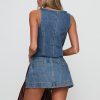 Women’s Tie Front Denim Jean Vest Top and Mini Skirt 2-Piece Set Summer Trendy Going Out Outfits Clothes 2025