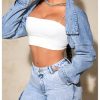 Women's Y2k Open Front Cropped Denim Jean Long Sleeve Street Jacket Coat