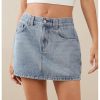 Women's Casual Jean Skirt Mid Waist Zipper Up Mini Denim Skirts