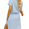 41gBStKiROL.jpg Women Casual Denim Dress Short Sleeve Tie Waist Classic Jean Shirt Dress