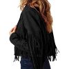 Women's Fringe Faux Suede Leather Jackets Fall Fashion 2025 Tassel Motorcycle Cropped Coats