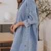 41l7Fn-pozL.jpg Womens Smocked 3 4 Sleeve Button Down Denim Jeans Dresses