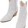 Cowgirl Ankle Boots Cowboy Boots for Women Western Booties Rhinestone Chunky Heel Fashion Comfortable Side Zipper