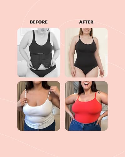 Bodysuits for Women - Body Shaper Tummy Control Bodysuit, Shapewear Bodysuits for Women, Scoop Neck Plus Size