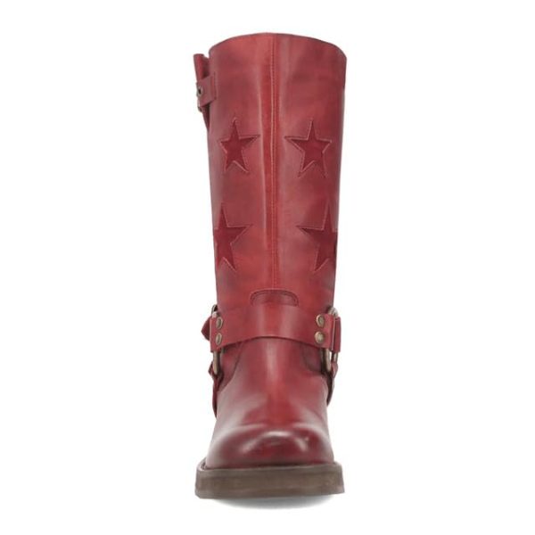 Women's Knee High Riding Boots Square Toe Chunky Heel Fashion Buckle Belts Cowboy Cowgirl Moto Boots with Stars