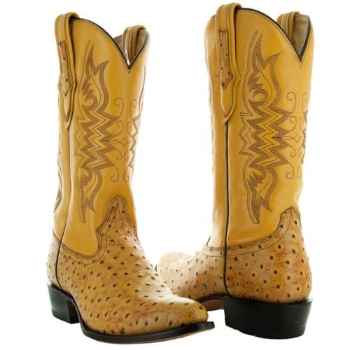 41mdpa4ZUwL.jpg Men's Ostrich Print Cowboy Boots, Exotic Print Men's Cowboy Boots, Western Boots For Men H7002