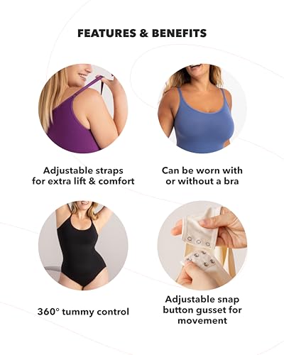 Bodysuits for Women - Body Shaper Tummy Control Bodysuit, Shapewear Bodysuits for Women, Scoop Neck Plus Size