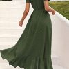 Women's Summer Maxi Dress Casual Wrap Floral Boho Short Sleeve V Neck Split Ruffle Beach Long Dresses