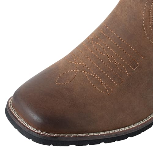 Cowboy Boots for Men Western Boots Wide Square Toe Men's Cowboy Boots Classic Embroidered with Pull On Slip Resistant Boots