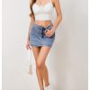 Women's Denim Skirt High Waist Bow Pocket Bodycon Y2K Mini Jean Skirts