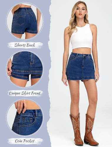 Jean Skorts for Woman 2025 Trendy High Waisted Y2k Mini Skirt Stretchy Denim Shorts Skort Country Concert Outfits