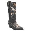 41rWKY1IlL.jpg Womens Full Bloom Floral Round Toe Casual Boots Knee High Mid Heel 2-3" - Black