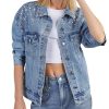 Jean Jacket Women Trendy 2025 Embellished Button Down Vintage Western Trucker Jacket Spring Coat Outfits