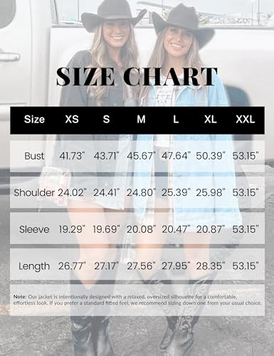 Women's Oversized Mid Long Denim Jacket Jean Biker Coat