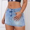 Women's Low Rise Stretchy Denim Skirts Sexy Comfy Mini Jean Skirt for Summer Casual Streetwear