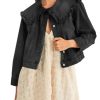 Takaneo Womens Denim Jacket Peter Pan Collar Cute Cropped Long Sleeve Shirts Jean Coat with Pockets